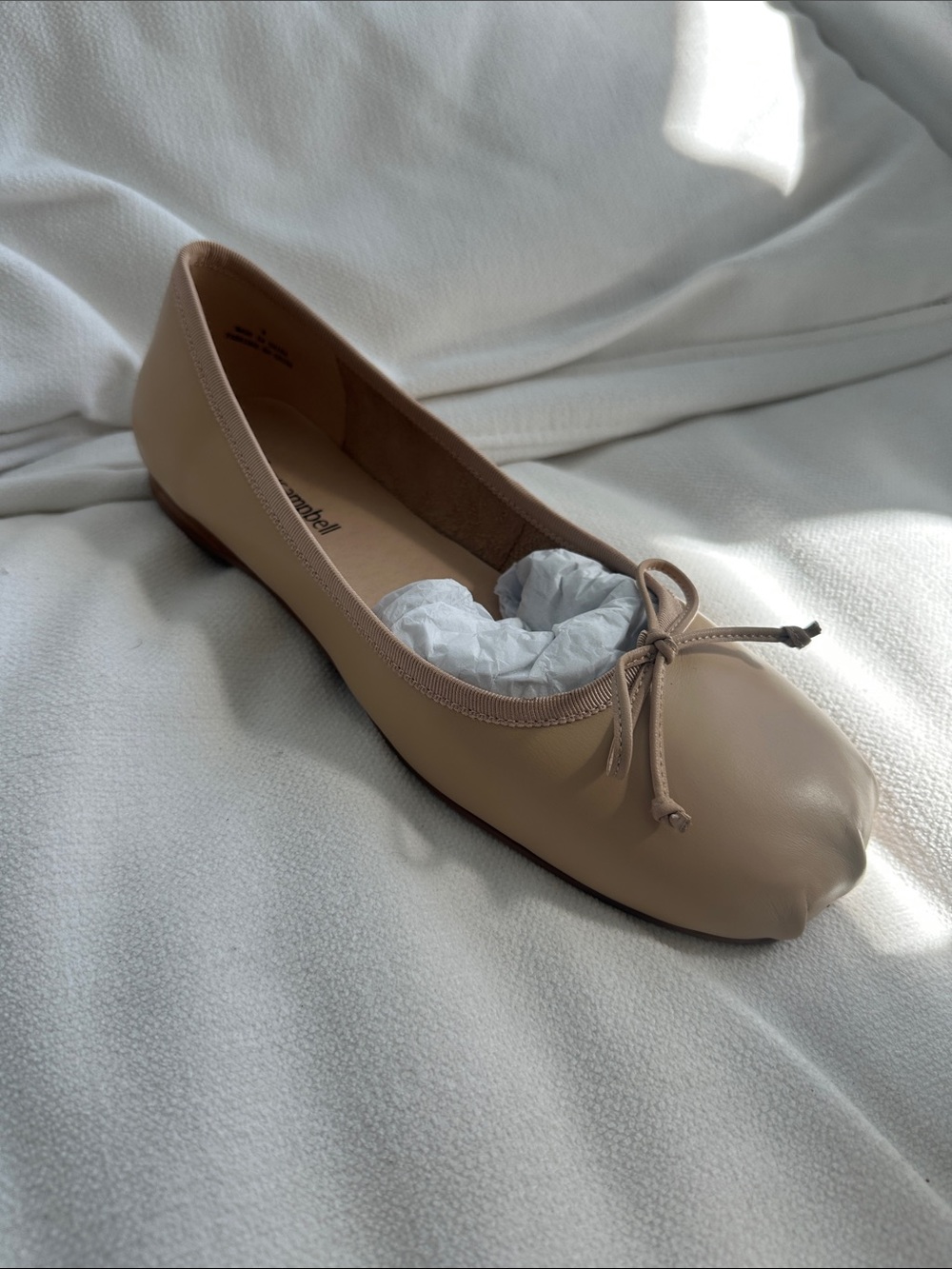 Jeffrey Campbell Taupe Leather Ballet Flat with Bow